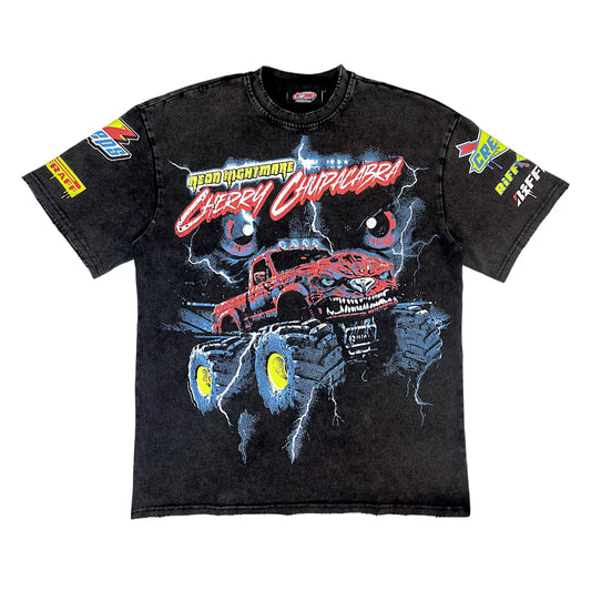 RiFF RAFF x CREEPS ©️ Cherry Chupacabra Neon Nightmare Monster Truck Shirt 🧪GLOW iN THE DARK🧪